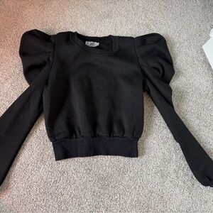 Black Puff Sleeve Sweatshirt
